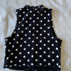 Mock neck polka dot top